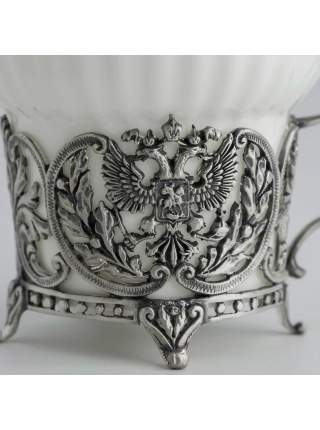 Серебряная чайная пара "Герб" с ложками "Герб"