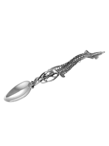 Серебряная ложка к икорнице "Рыбки" с футляром