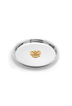 Серебряный поднос с гербом 930245-0ж позолота с футляром