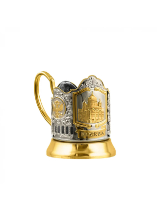 Подстаканник "Храм Христа Спасителя"  никелированный с позолотой  С18708/174