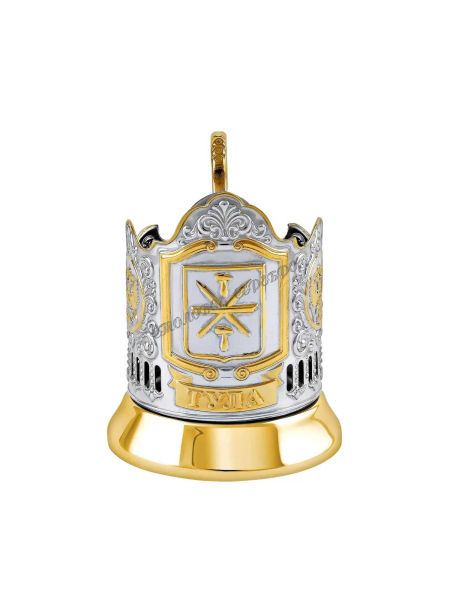 Подстаканник "Тула" никелированный с позолотой  С18708/173