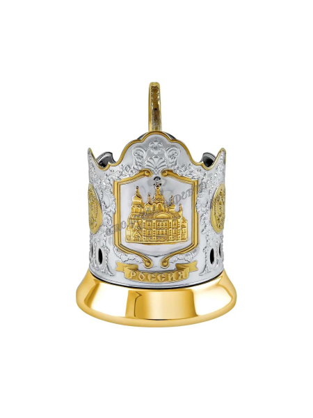 Подстаканник "Храм Спаса-на-Крови" никелированный с позолотой  С18708/158
