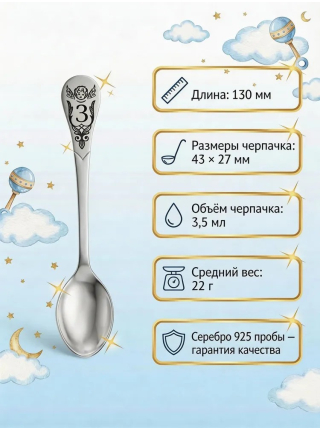 Серебряная именная ложка с буквой "З" (925 пробы)