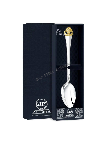 Серебряная чайная ложка "Афина" с позолотой 